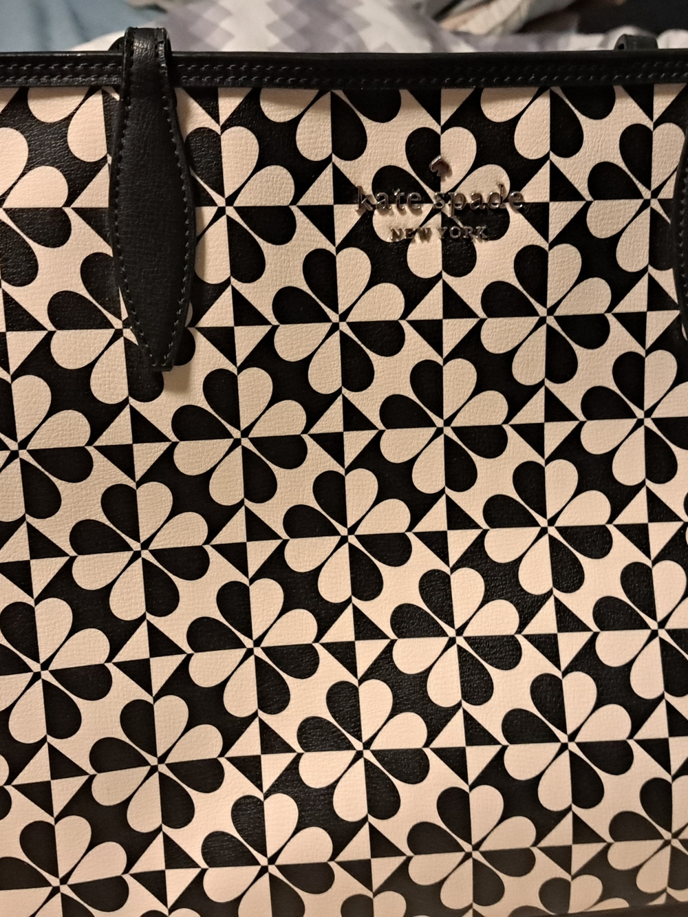 kate spade Black and Cream Floral Geometric Tote